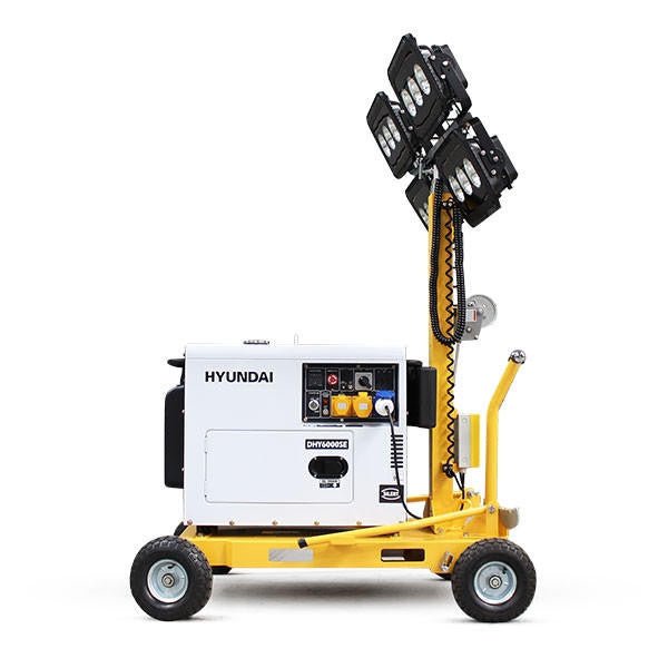 Evopower DHY6000SE - LT600 600W LED Mobile Lighting Tower With DHY6000SE 5.2kW Diesel Generator - Risborough Garden Machinery