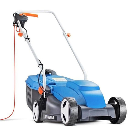 Hyundai 12.6'' / 32cm 1000w Electric Lawnmower, 230v, Lightweight, 10m Cable | HYM3200E - Risborough Garden Machinery