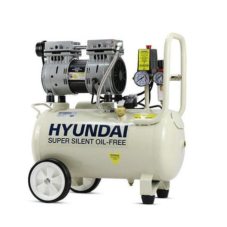 Hyundai 1hp 24L Oil Free Low Noise Portable Air Compressor 5.2CFM 118psi Direct Drive | HY7524 - Risborough Garden Machinery