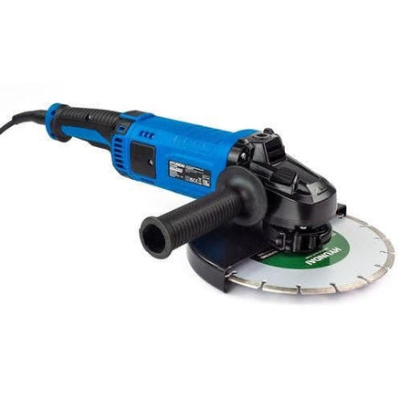 Hyundai 2000W Electric Angle Grinder 230mm Disk, Quick release, 220 - 240V | HYAG2000E - Risborough Garden Machinery