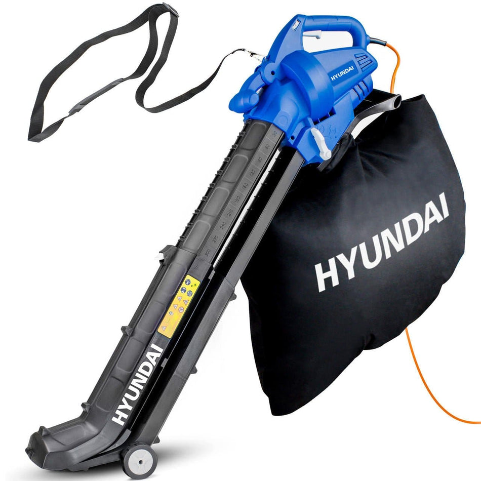 Hyundai 3000w Leaf Blower, Vacuum, Shredder, 3 - Speed Variable Power, 45L Bag, 12m Cable, 3 - in - 1 | HYBV3000E - Risborough Garden Machinery