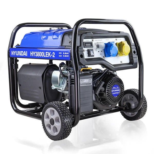 Hyundai 3.2kW / 4kVA* Petrol Site Open Generator with Electric, Recoil Start & Wheel Kit| HY3800LEK - 2 - Risborough Garden Machinery