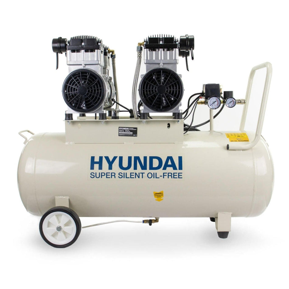 Hyundai 4hp 100L Oil Free Low Noise Electric Air Compressor 10.6CFM 145psi Direct Drive | HY2150100 - Risborough Garden Machinery