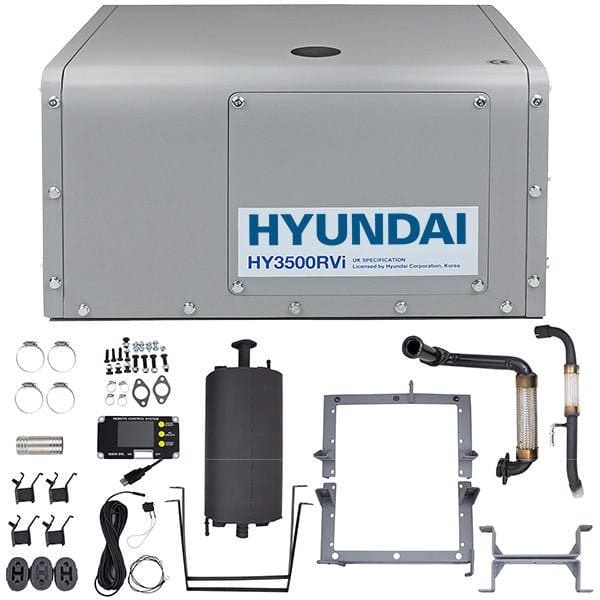 Hyundai Petrol 3.5kW Underslung Vehicle Mounted RVi Generator, Pure Sine Wave Output, Includes Fittings & Panel | HY3500RVi - Risborough Garden Machinery